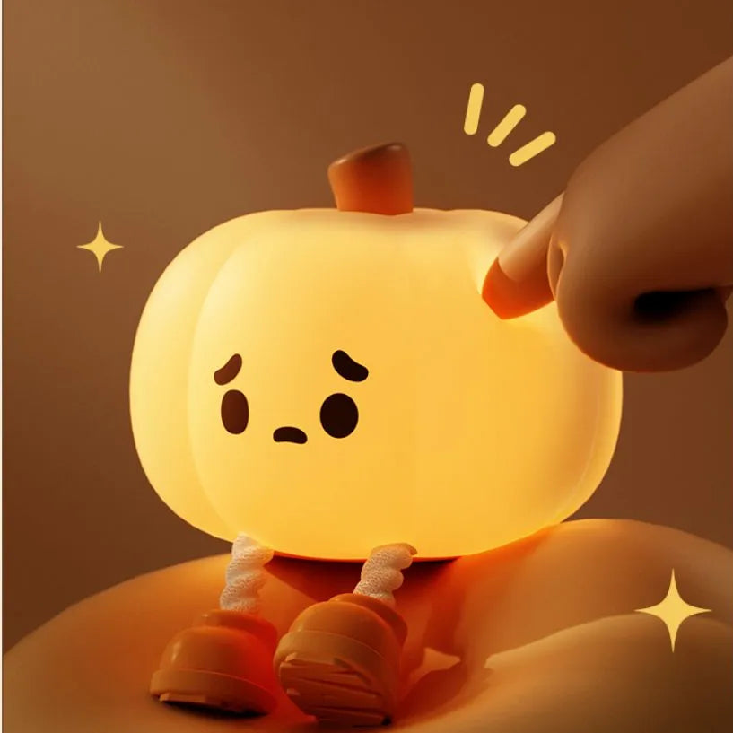 Halloween pumpkin night light – dimmable silicone bedside lamp – view 2