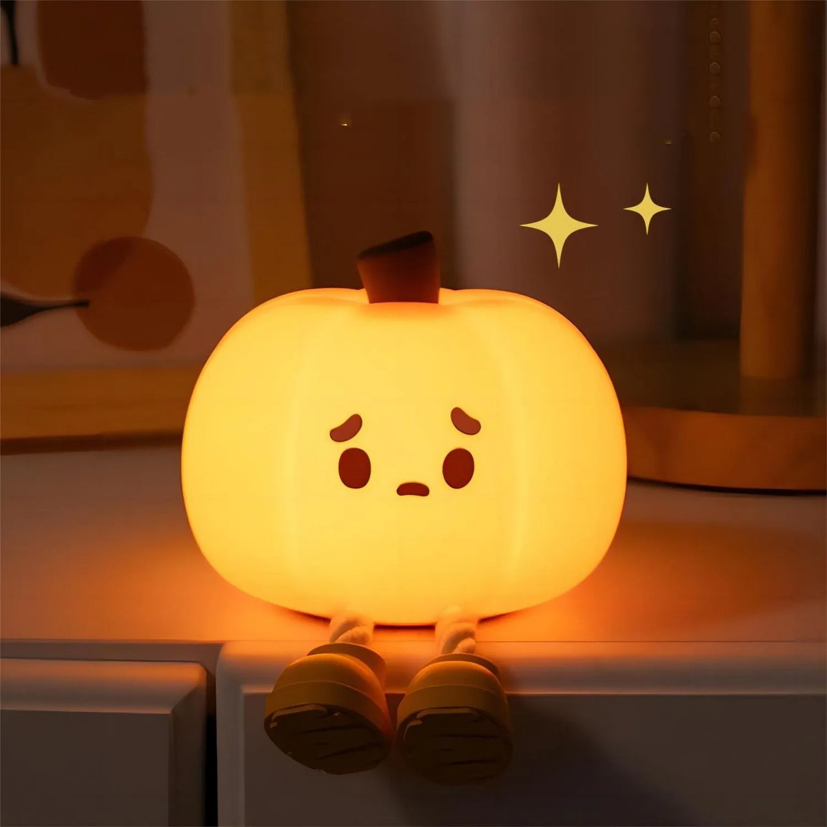 Halloween pumpkin night light – dimmable silicone bedside lamp – view 4