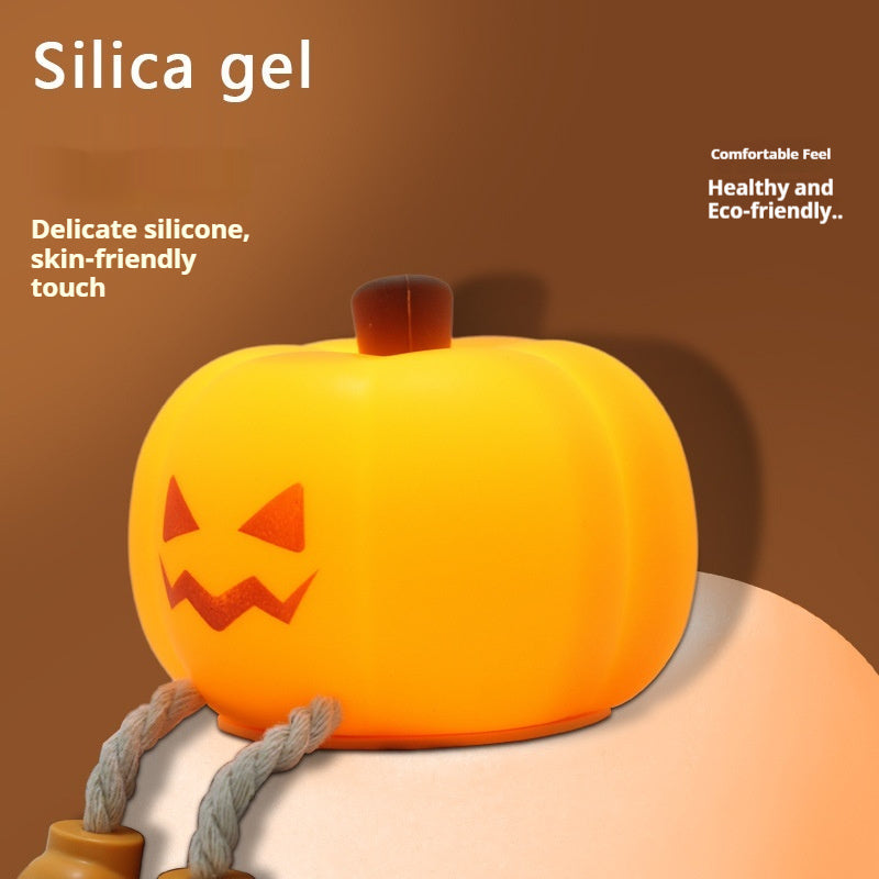 Halloween pumpkin night light – dimmable silicone bedside lamp – view 11