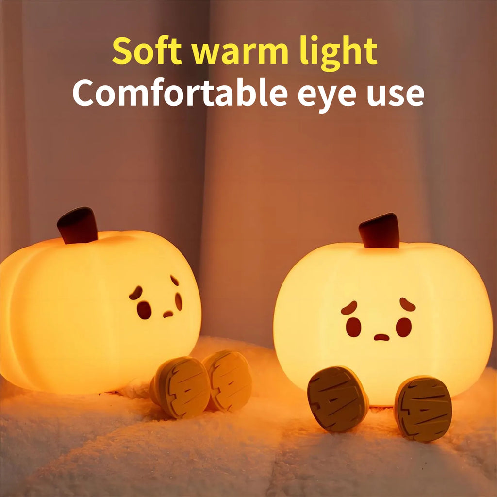 Halloween pumpkin night light – dimmable silicone bedside lamp – view 6