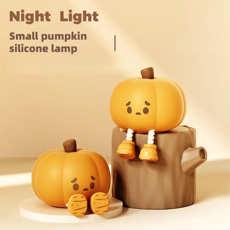 Halloween pumpkin night light – dimmable silicone bedside lamp – view 3
